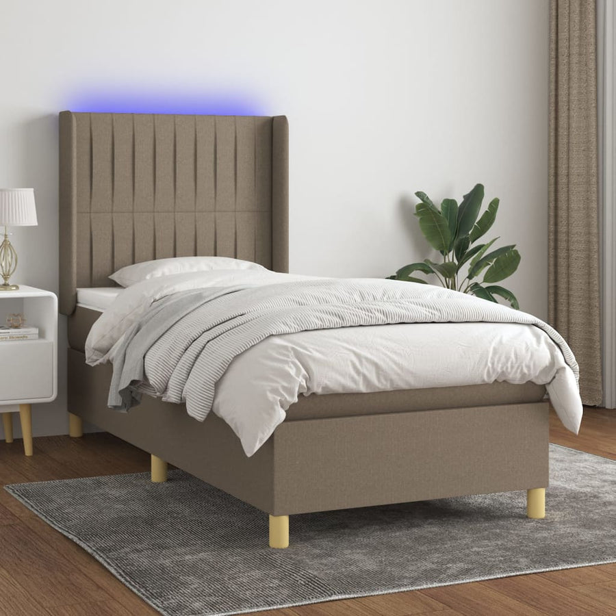 Boxspring met matras en LED stof taupe 80x200 cm 90 x 200 cm Taupe