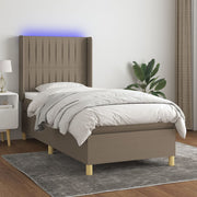 Boxspring 100x200 cm taupe met matras en LED