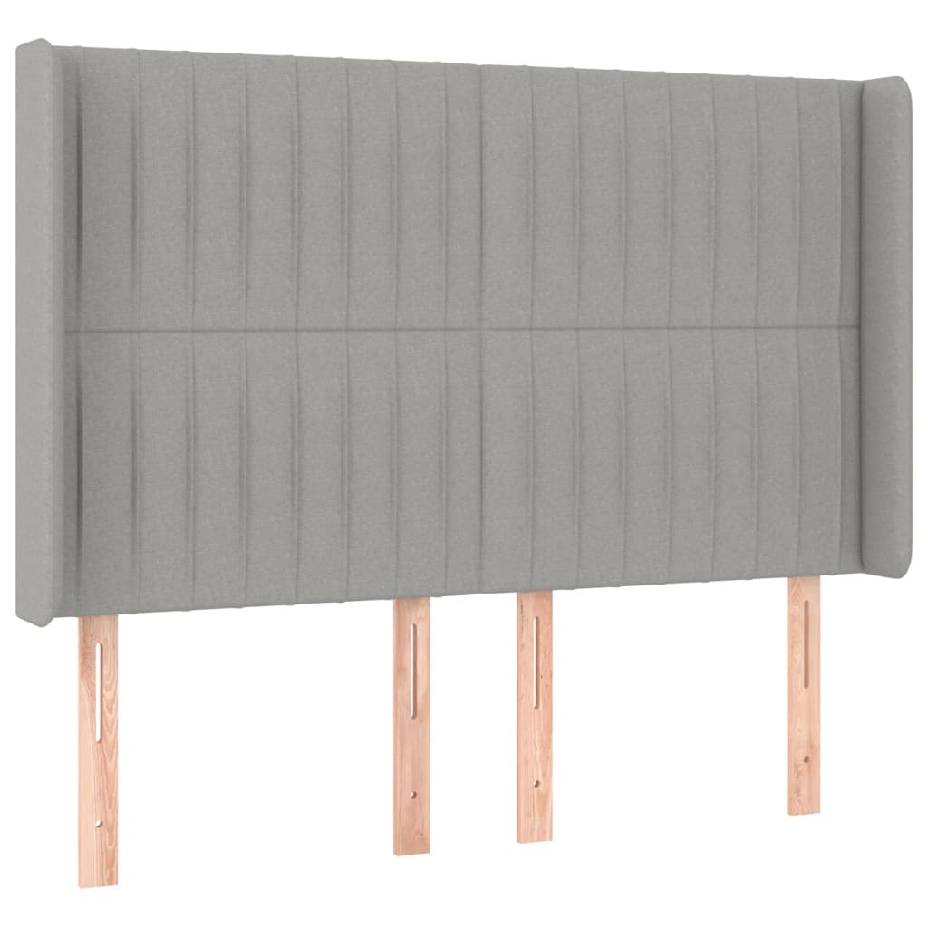 Boxspring Met Matras En Led Stof Lichtgrijs 140 x 190 cm Verticale strepen