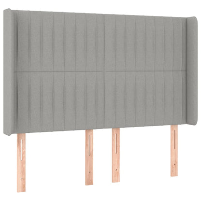 Boxspring Met Matras En Led Stof Lichtgrijs 140 x 190 cm Verticale strepen