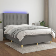 Boxspring 140x190 cm donkergrijs met matras en LED