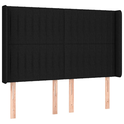 Boxspring Met Matras En Led Stof Zwart 140 x 190 cm Verticale strepen