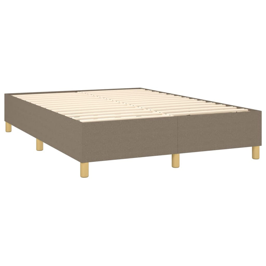 Boxspring Met Matras En Led Stof Taupe 140 x 190 cm Verticale strepen
