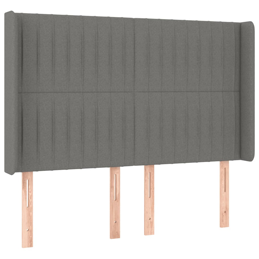 Boxspring Met Matras En Led Stof Donkergrijs 140 x 200 cm Verticale strepen
