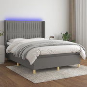 Boxspring met matras en LED 140x200 cm donkergrijs