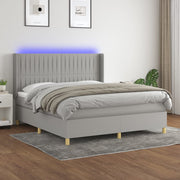 Boxspring 160x200 cm lichtgrijs met matras en LED