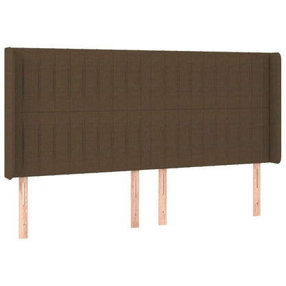 Boxspring Met Matras En Led Stof Donkerbruin 160 x 200 cm Verticale strepen