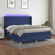 Boxspring 160x200 cm blauw met matras en LED