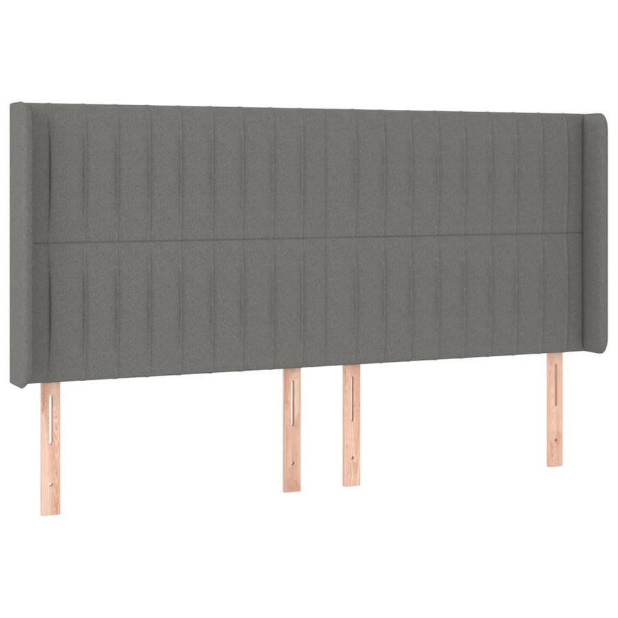 Boxspring Met Matras En Led Stof Donkergrijs 180 x 200 cm Verticale strepen