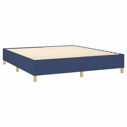 Boxspring Met Matras En Led Stof Blauw 180 x 200 cm Verticale strepen