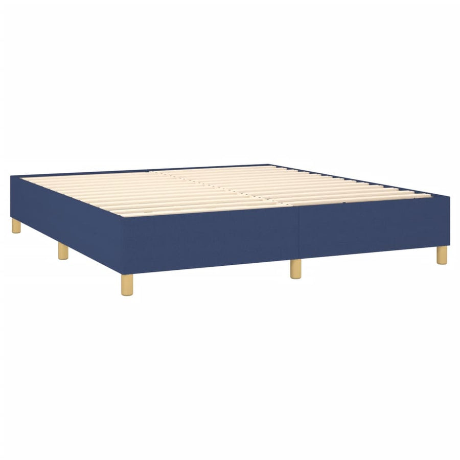 Boxspring Met Matras En Led Stof Blauw 180 x 200 cm Verticale strepen
