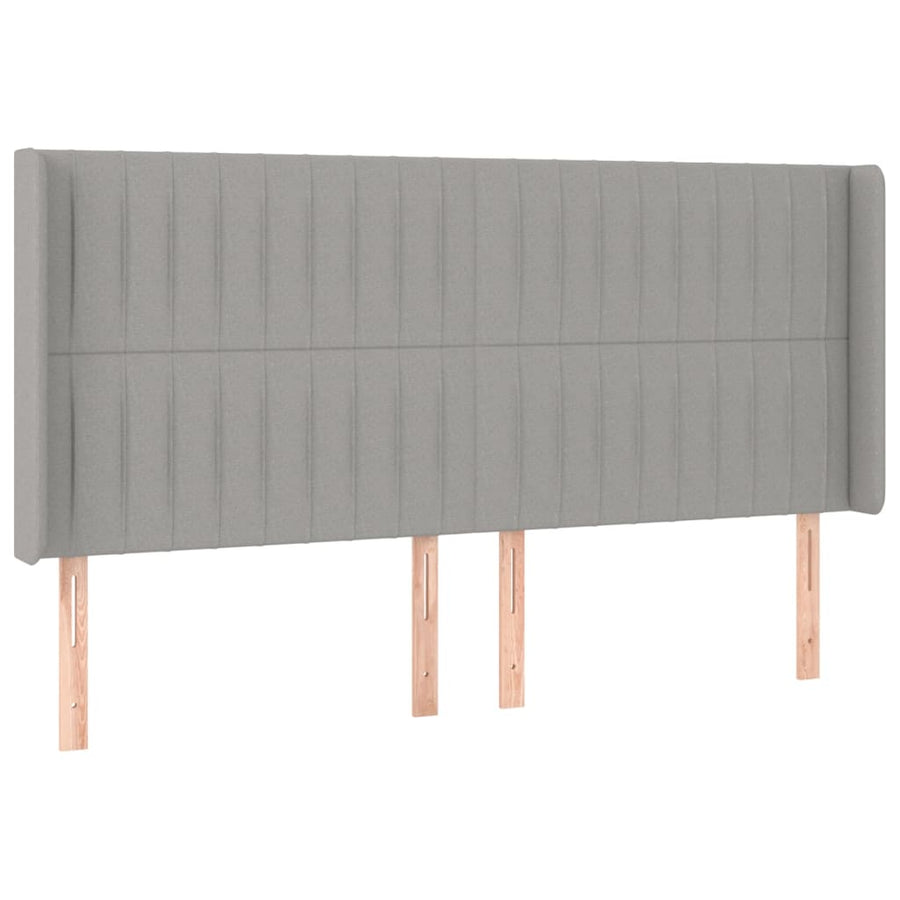 Boxspring Met Matras En Led Stof Lichtgrijs 200 x 200 cm Verticale strepen