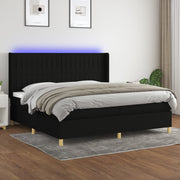 Boxspring 200x200 cm zwart met matras en LED