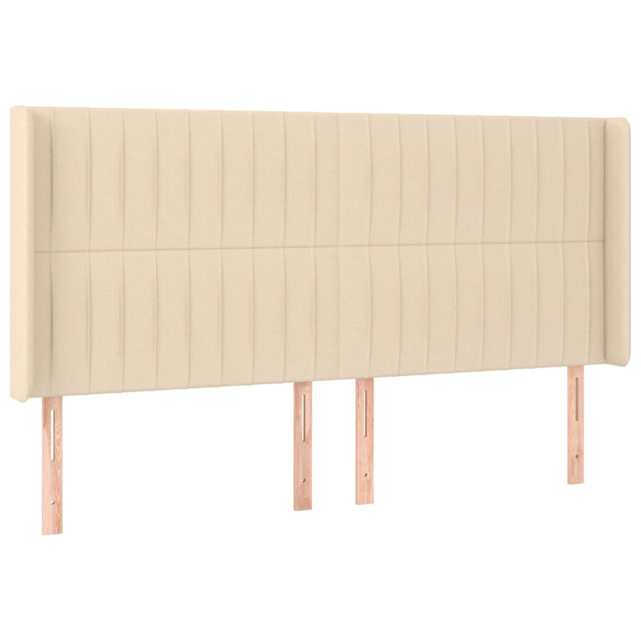 Boxspring Met Matras En Led Stof Kleurig Crème 200 x 200 cm Verticale strepen