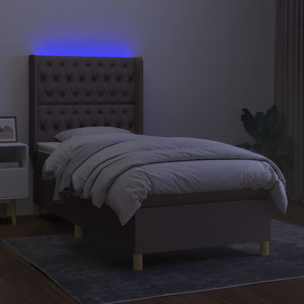 Boxspring Met Matras En Led Stof Taupe 80 x 200 cm Getuft ontwerp