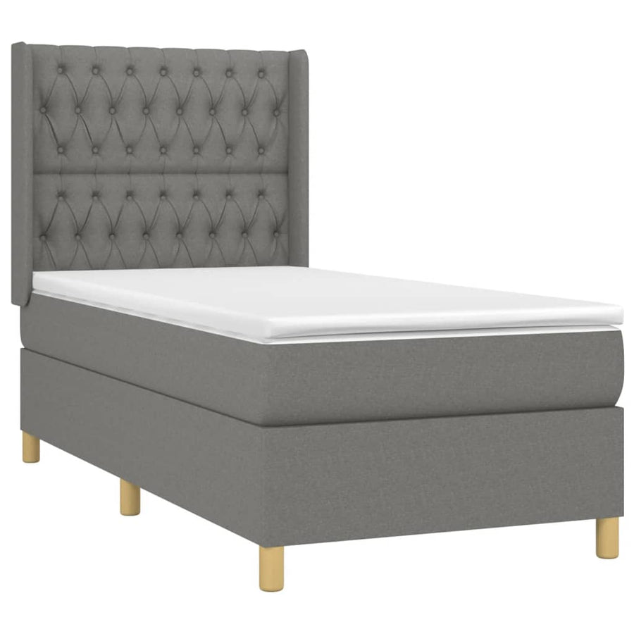 Boxspring Met Matras En Led Stof Donkergrijs 90 x 190 cm Getuft ontwerp