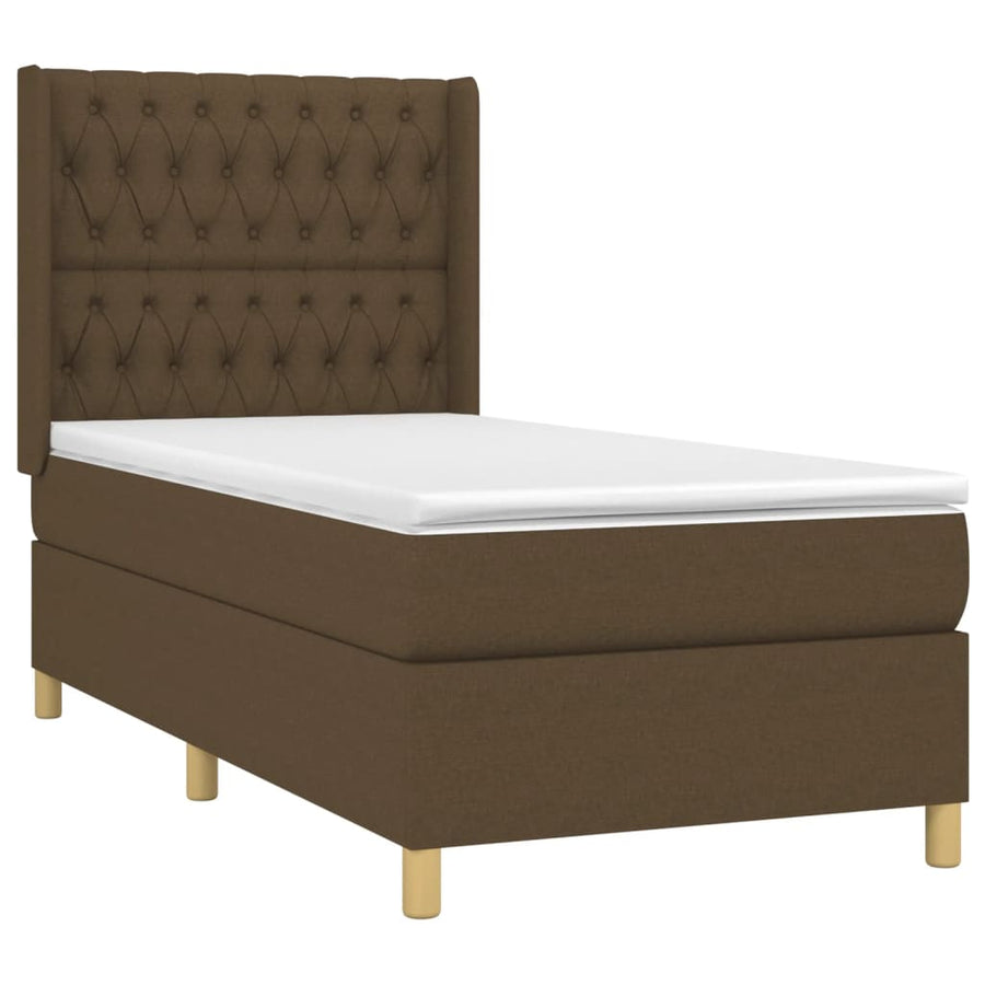 Boxspring Met Matras En Led Stof Donkerbruin 90 x 190 cm Getuft ontwerp