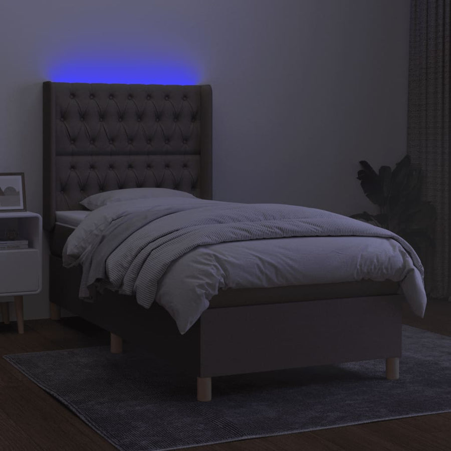 Boxspring Met Matras En Led Stof Taupe 90 x 190 cm Getuft ontwerp