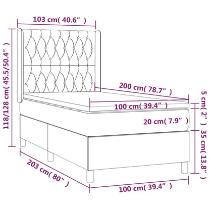 Boxspring Met Matras En Led Stof Kleurig Crème 100 x 200 cm Getuft ontwerp