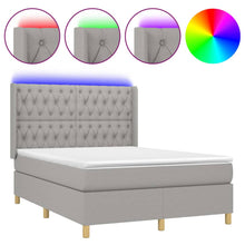 Boxspring Met Matras En Led Stof Lichtgrijs 140 x 190 cm Getuft ontwerp
