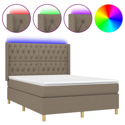 Boxspring Met Matras En Led Stof Taupe 140 x 190 cm Getuft ontwerp