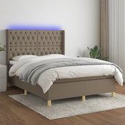 Boxspring 140x190 cm taupe met matras en LED