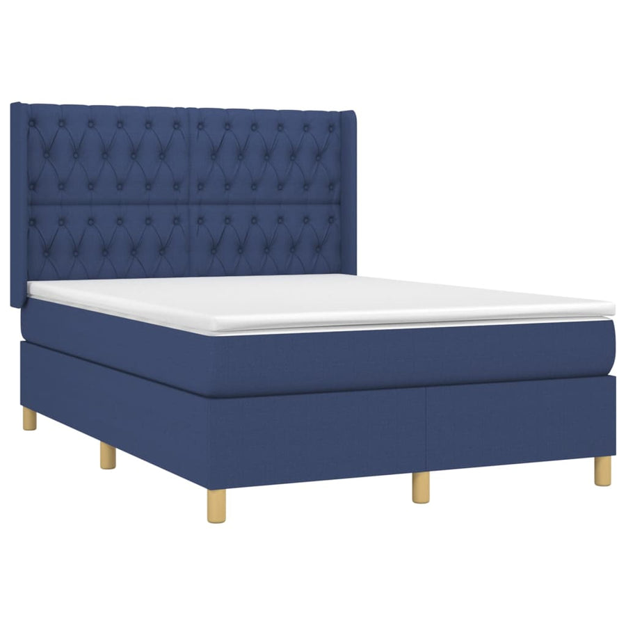 Boxspring Met Matras En Led Stof Blauw 140 x 190 cm Getuft ontwerp