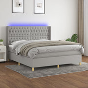 Boxspring met matras 160x200 cm lichtgrijs LED