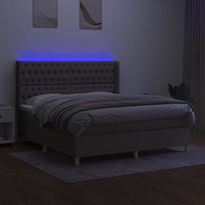 Boxspring Met Matras En Led Stof Taupe 160 x 200 cm Getuft ontwerp