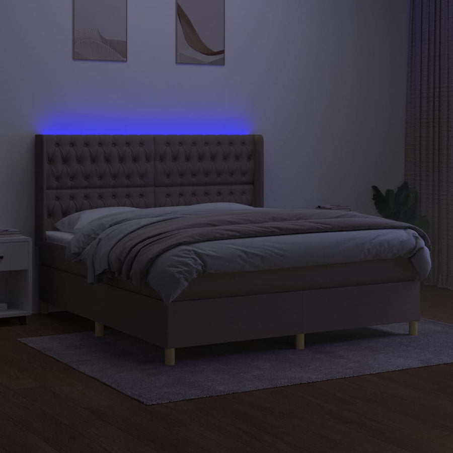 Boxspring Met Matras En Led Stof Taupe 160 x 200 cm Getuft ontwerp
