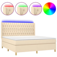 Boxspring Met Matras En Led Stof Kleurig Crème 160 x 200 cm Getuft ontwerp