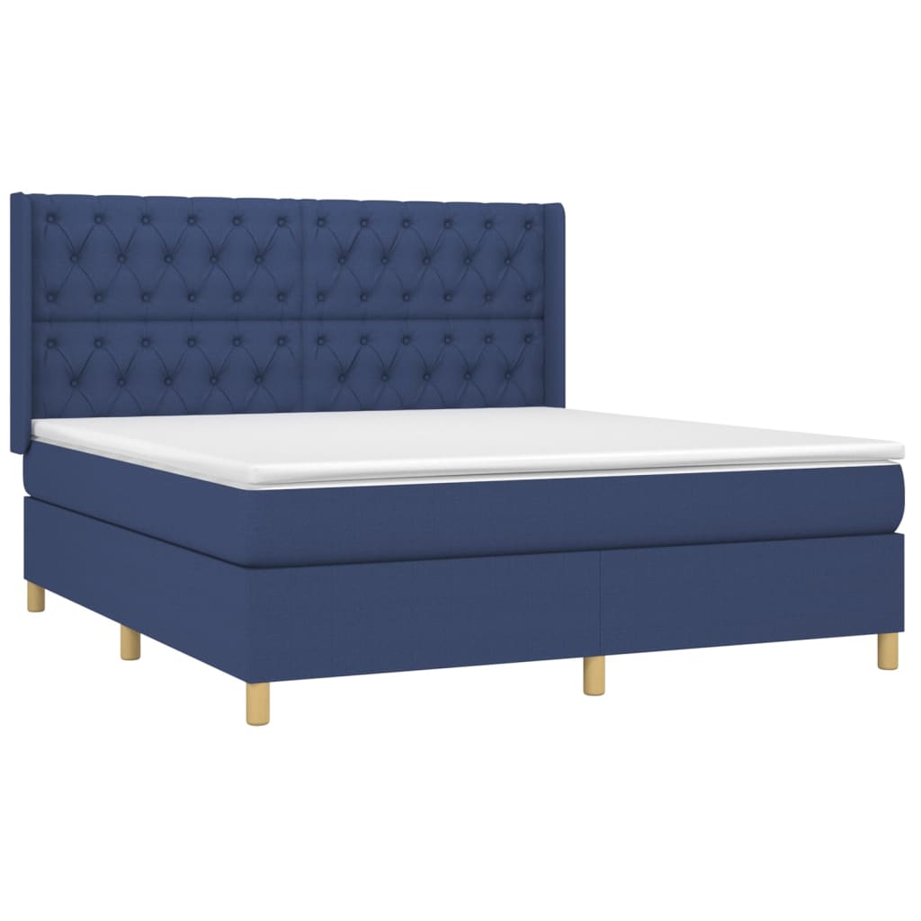 Boxspring Met Matras En Led Stof Blauw 160 x 200 cm Getuft ontwerp