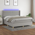 Boxspring Met Matras En Led Stof Lichtgrijs 180 x 200 cm Getuft ontwerp