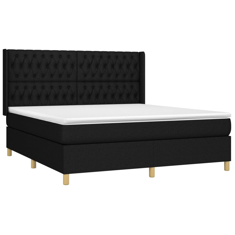 Boxspring Met Matras En Led Stof Zwart 180 x 200 cm Getuft ontwerp
