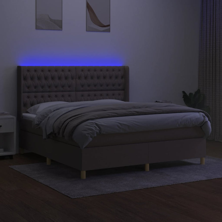 Boxspring Met Matras En Led Stof Taupe 180 x 200 cm Getuft ontwerp