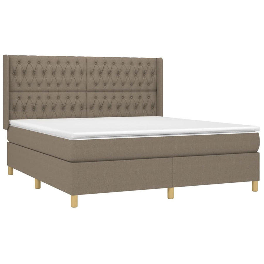 Boxspring Met Matras En Led Stof Taupe 180 x 200 cm Getuft ontwerp