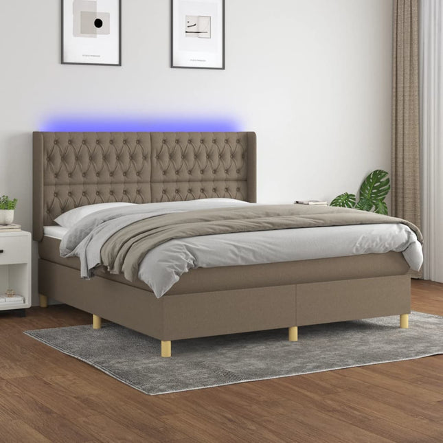 Boxspring Met Matras En Led Stof Taupe 180 x 200 cm Getuft ontwerp