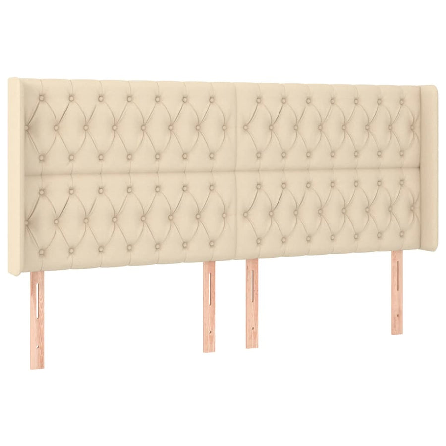 Boxspring Met Matras En Led Stof Crèmekleurig 180X200 Cm 180 x 200 cm Getuft ontwerp