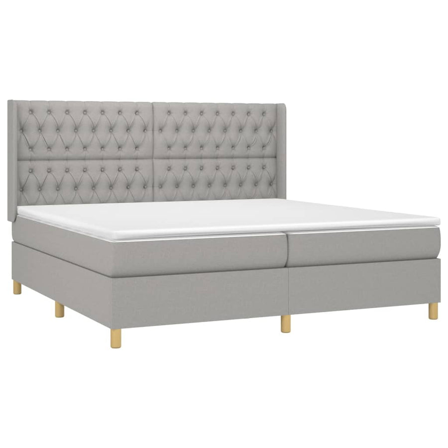 Boxspring Met Matras En Led Stof Lichtgrijs 200 x 200 cm Getuft ontwerp
