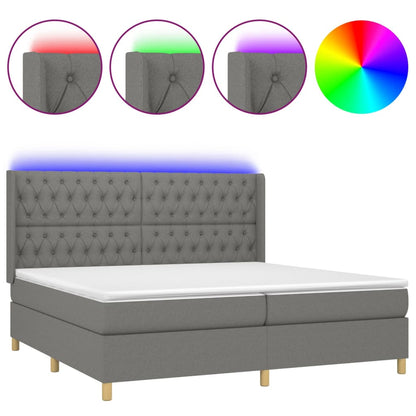 Boxspring Met Matras En Led Stof Donkergrijs 200 x 200 cm Getuft ontwerp