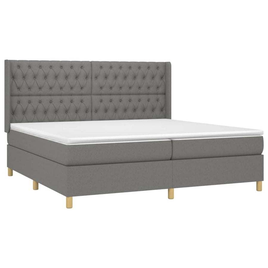 Boxspring Met Matras En Led Stof Donkergrijs 200 x 200 cm Getuft ontwerp