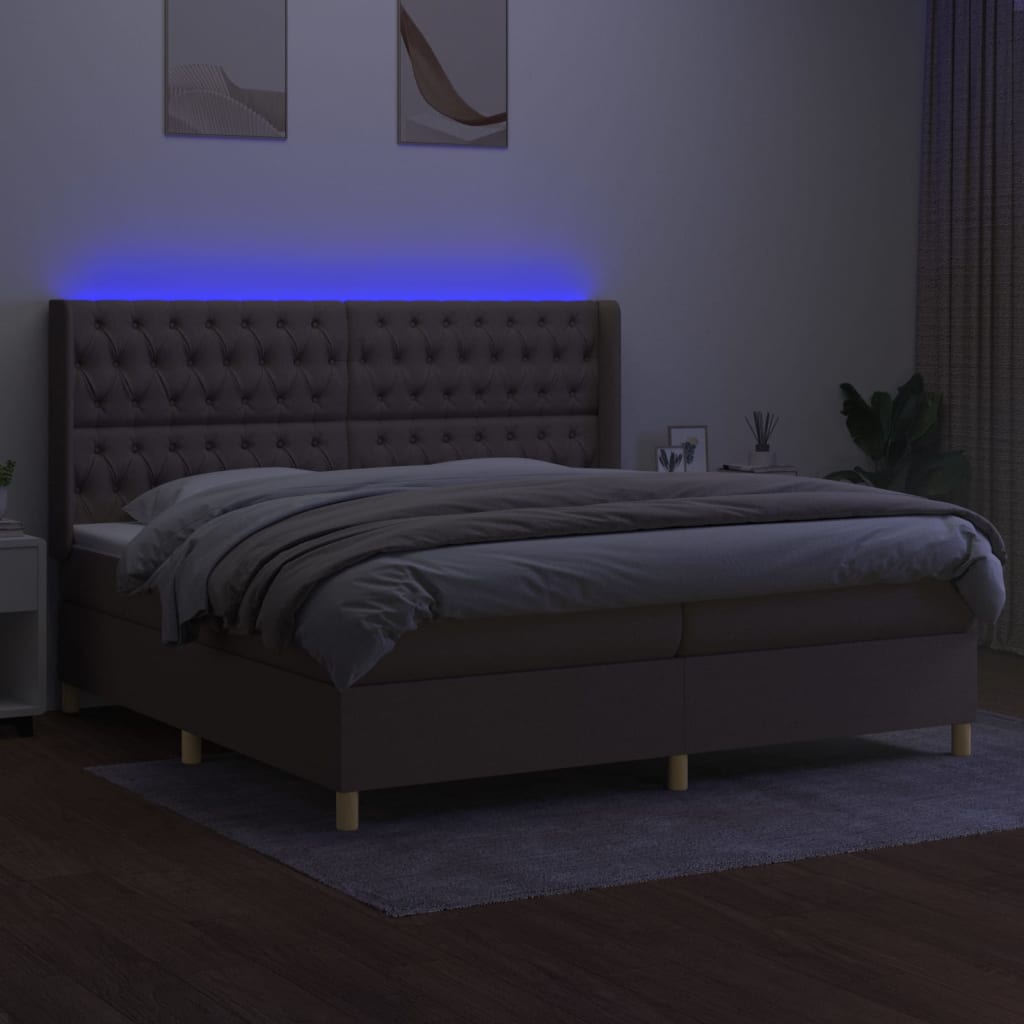Boxspring Met Matras En Led Stof Taupe 200 x 200 cm Getuft ontwerp