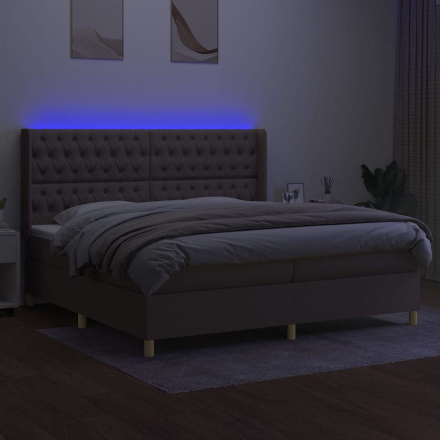 Boxspring Met Matras En Led Stof Taupe 200 x 200 cm Getuft ontwerp