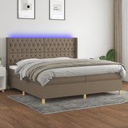 Boxspring 200x200 cm taupe met matras en LED