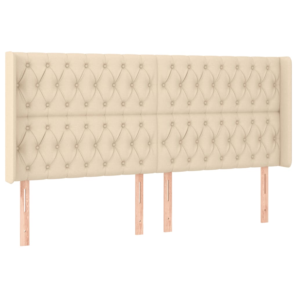 Boxspring Met Matras En Led Stof Kleurig Crème 200 x 200 cm Getuft ontwerp