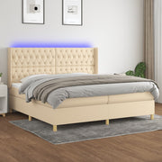 Boxspring 200x200 cm crème met matras en LED