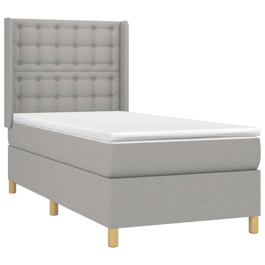 Boxspring Met Matras En Led Stof Lichtgrijs 80 x 200 cm Knopen