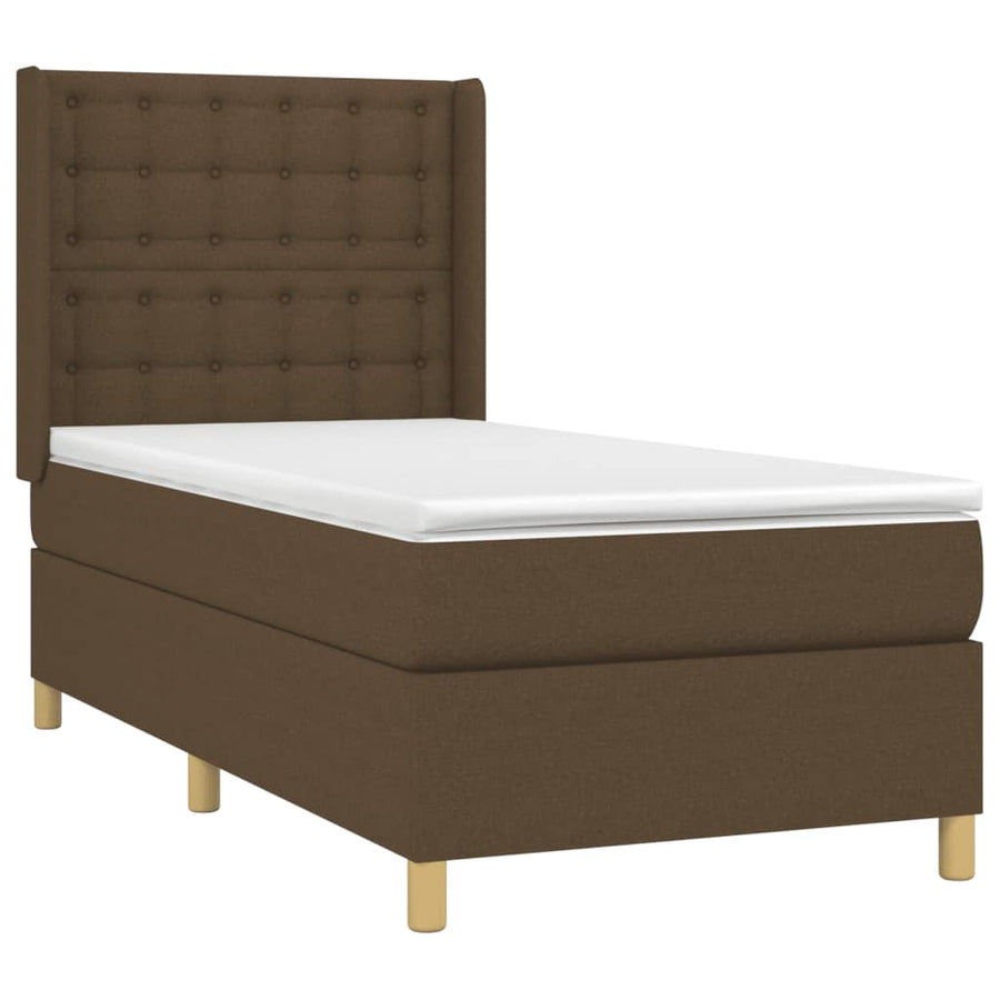 Boxspring Met Matras En Led Stof Donkerbruin 90 x 190 cm Knopen