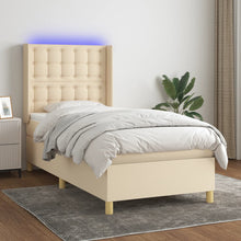 Boxspring met matras en LED stof crèmekleurig 90x190 cm