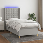 Boxspring 90x200 cm lichtgrijs met matras en LED